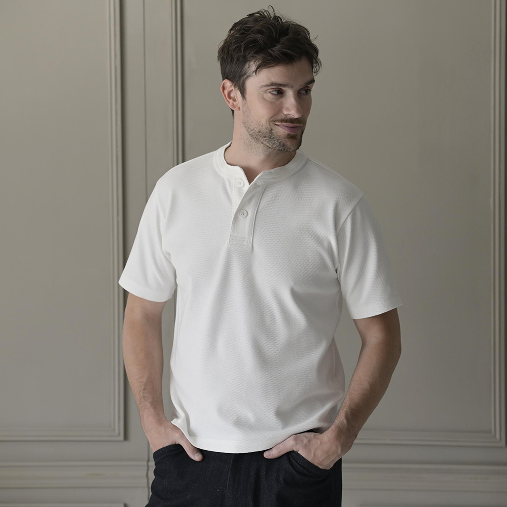 S/S PIQUE HENLEY TEE